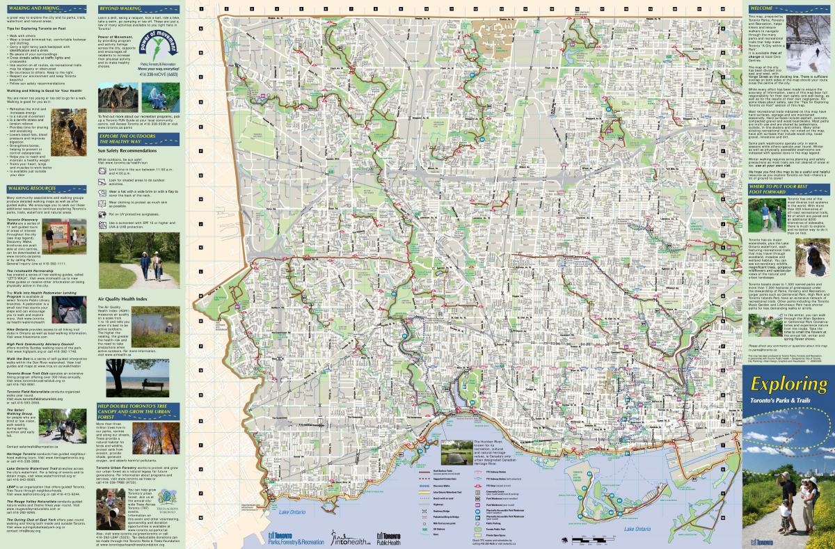 Карта на паркови и пешачки патеки Запад Торонто
