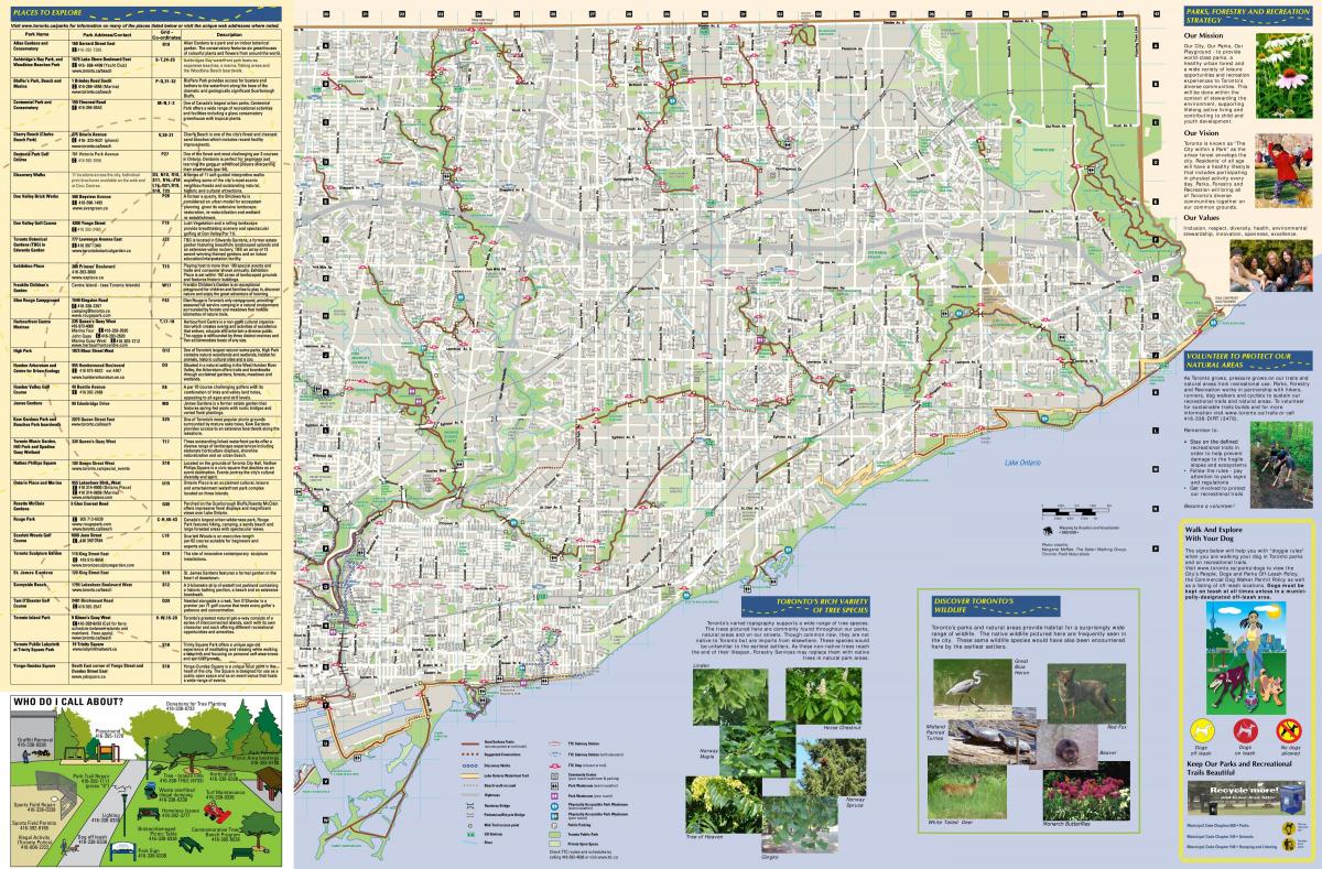 Карта на паркови и пешачки патеки Исток Торонто