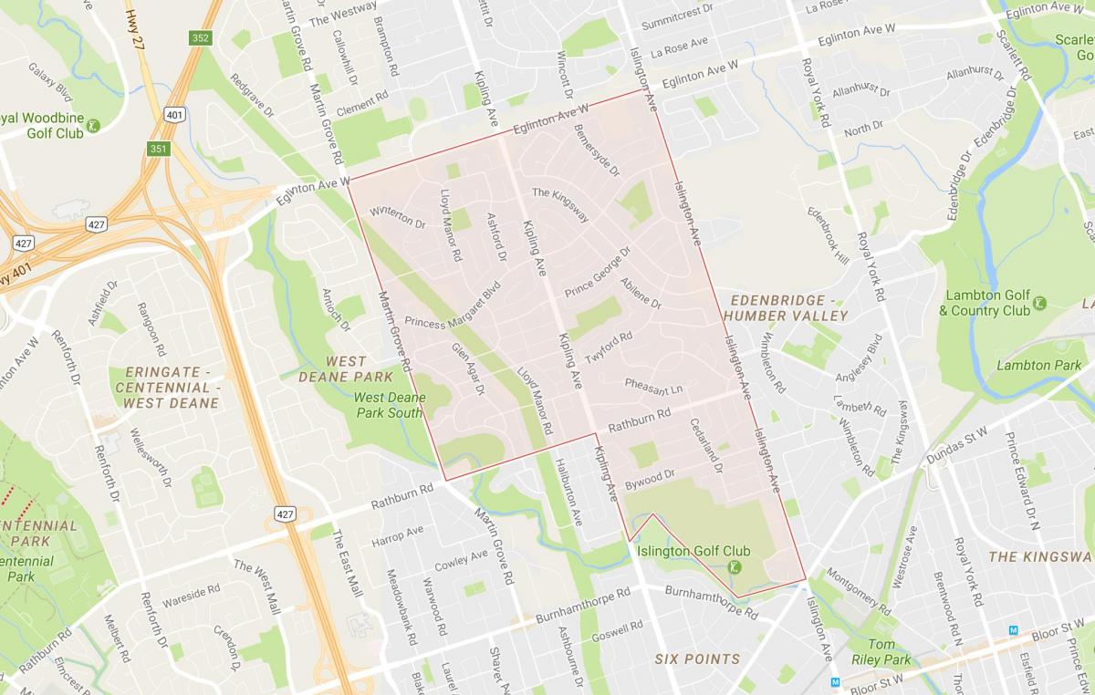 Карта на Принцезата Градини соседство Торонто