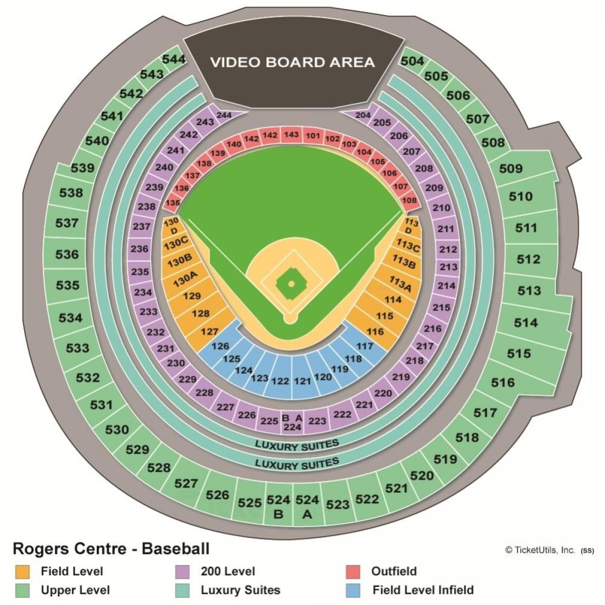 Карта на Роџерс центар бејзбол