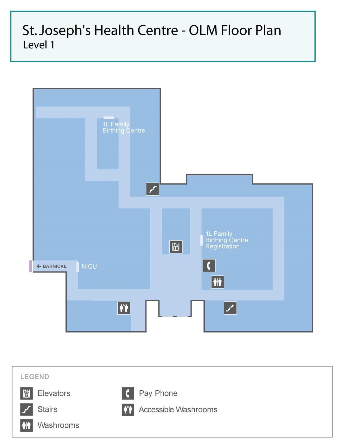 Карта на Св. Јосиф е Здравствениот центар во Торонто OLM ниво 1