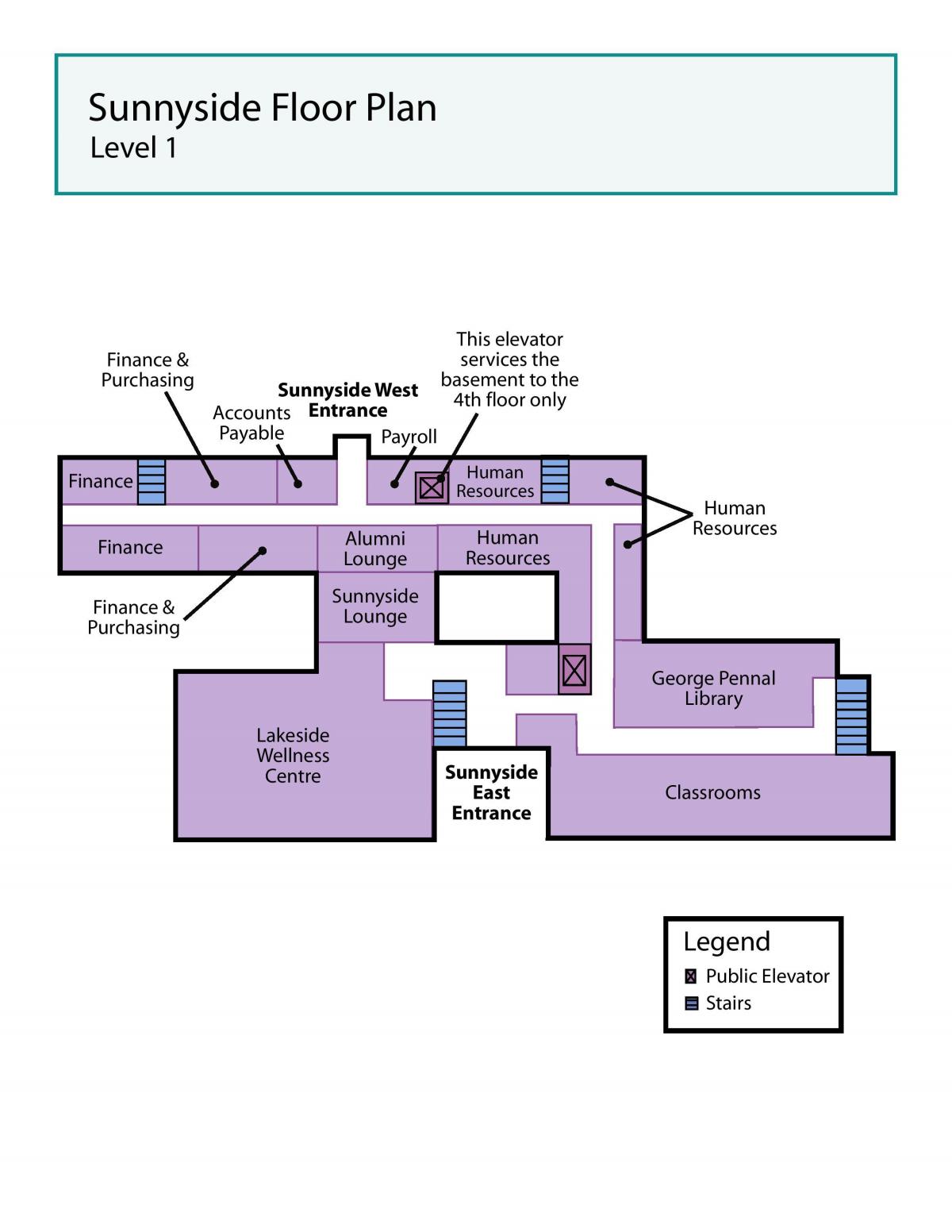 Карта на Св. Јосиф е Здравствениот центар во Торонто Sunnyside ниво 1