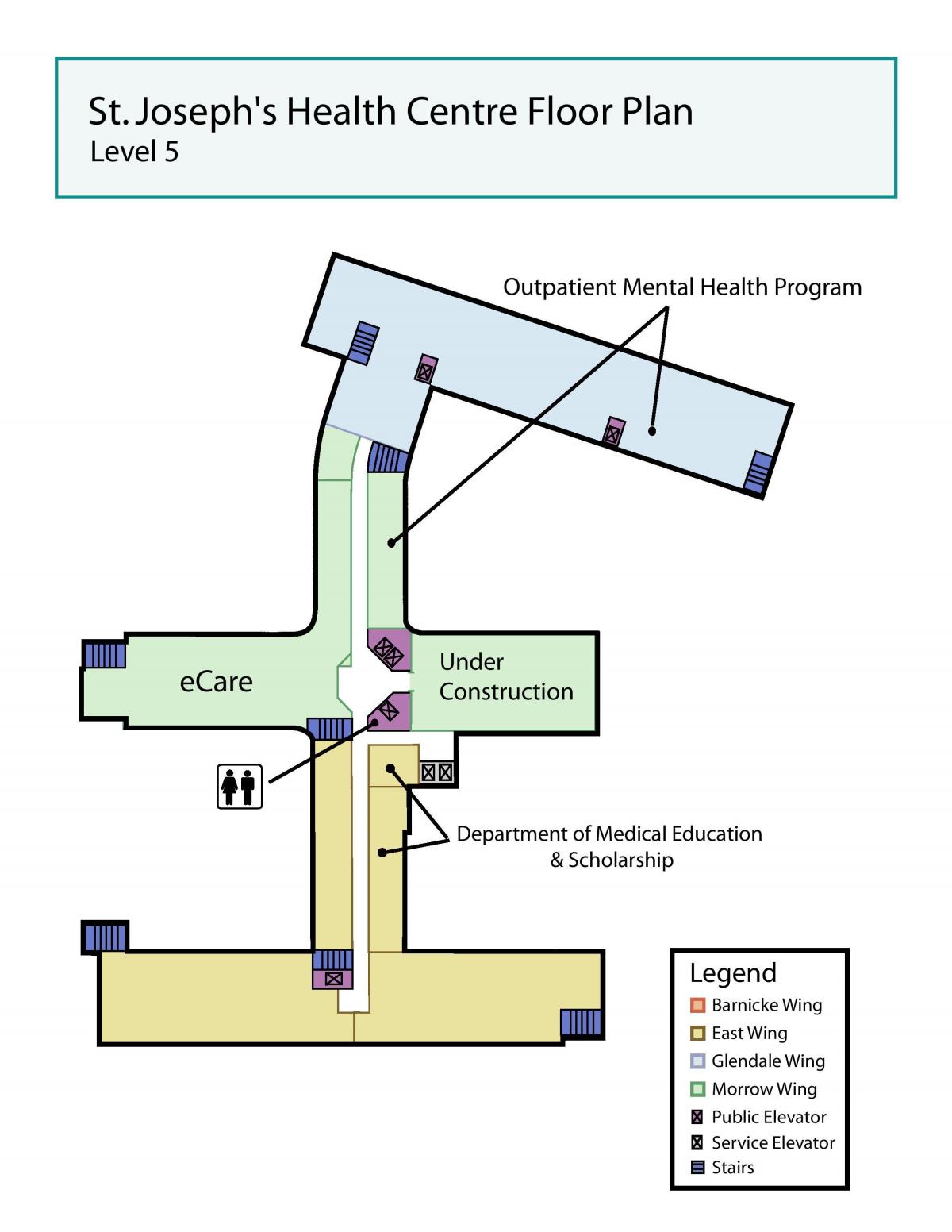 Карта на Св. Јосиф е Здравствениот центар во Торонто ниво 5