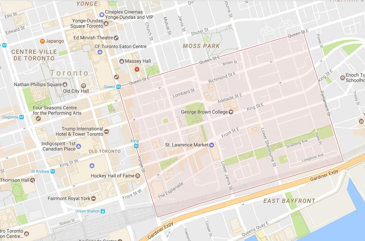 Карта на Св. Лоренс соседство Торонто