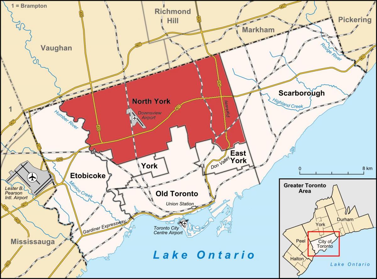 Карта на Северна Њујорк-Торонто
