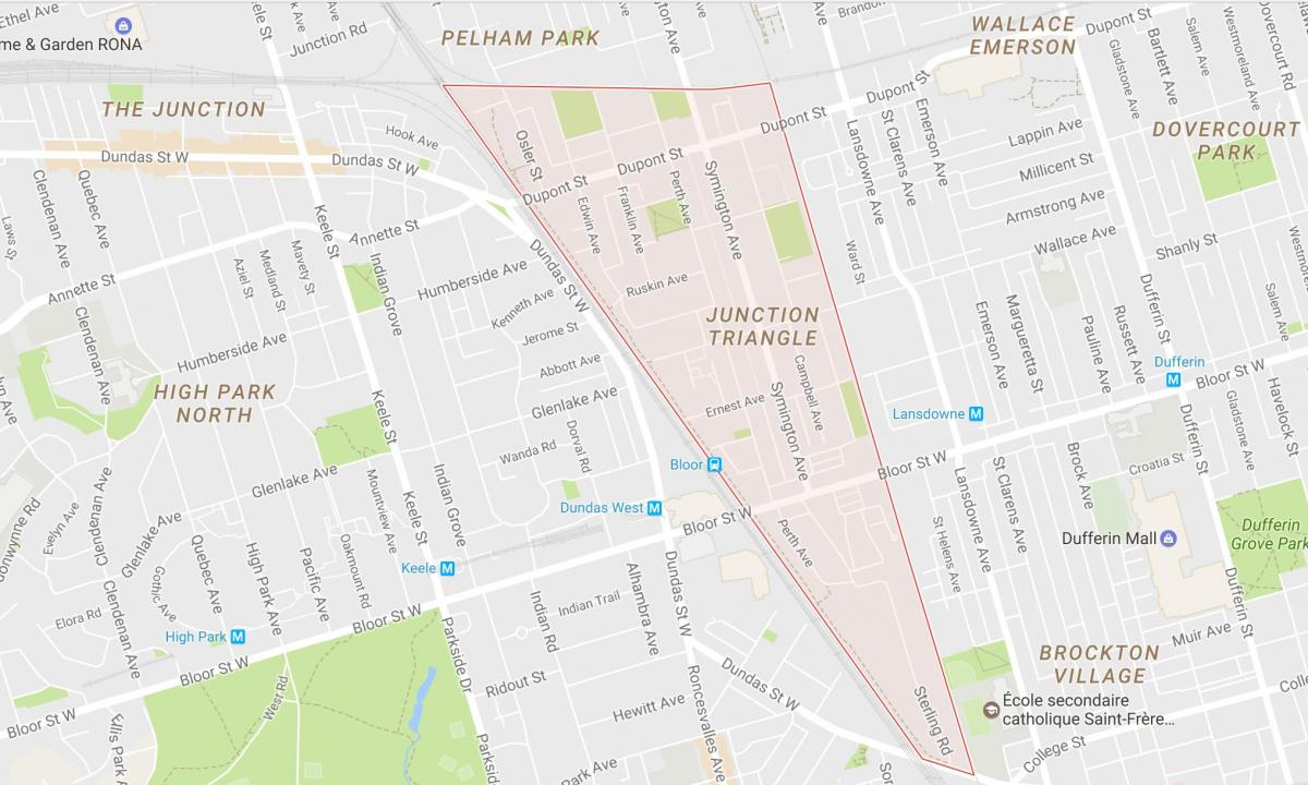 Карта на Раскрсницата Триаголник соседство Торонто