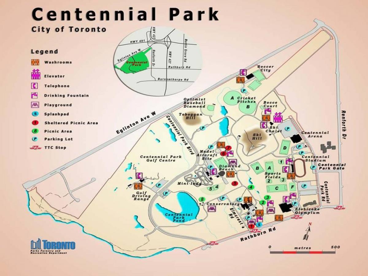 Карта на Стогодишнината Парк Стакленички Торонто