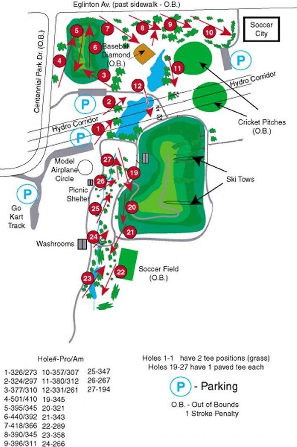 Карта на Стогодишнината Парк голф Торонто