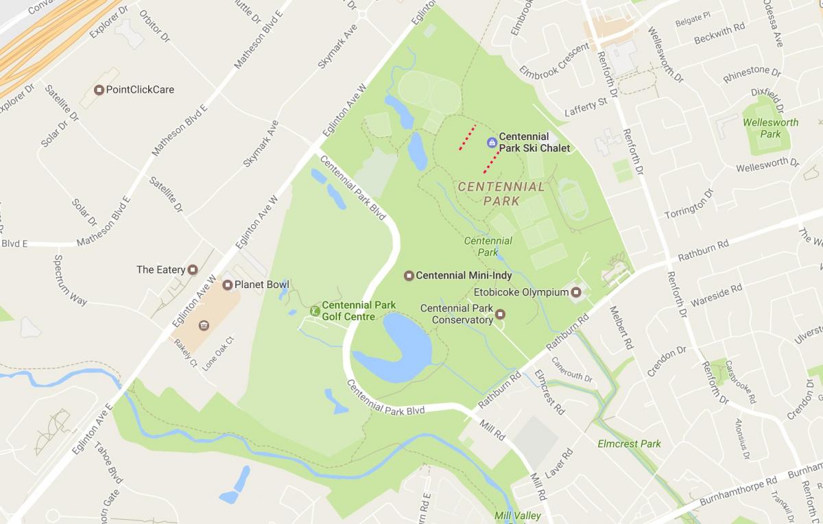 Карта на Стогодишнината Парк соседство Торонто
