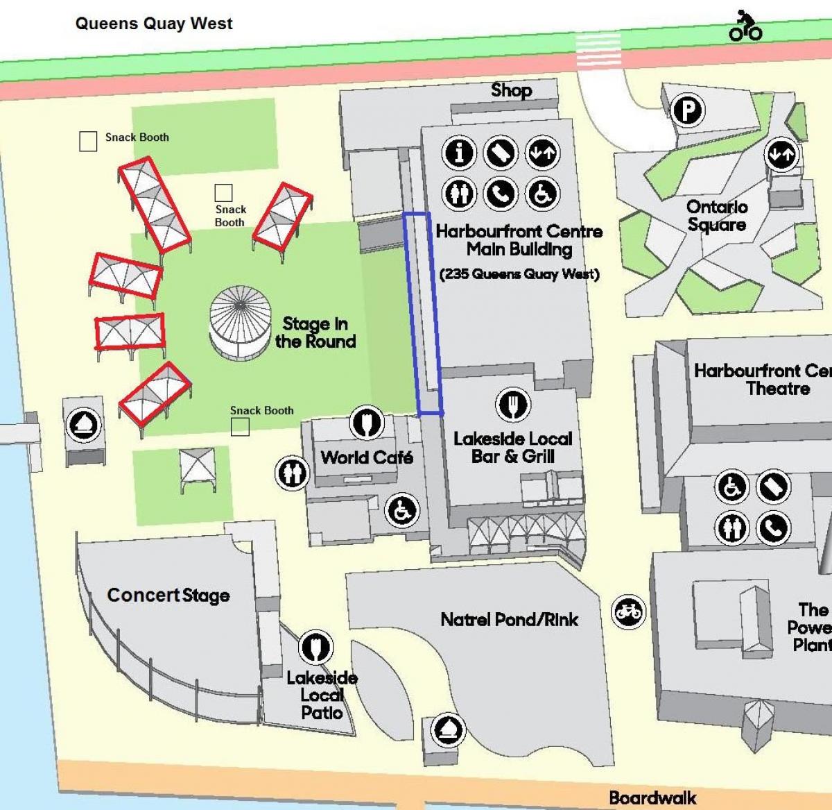 Карта на Торонто Harbourfront Центар