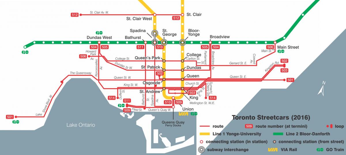 Карта на Торонто streetcar system