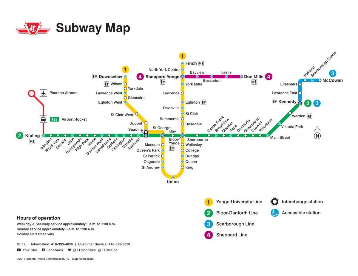 Карта на Торонто TTC метрото