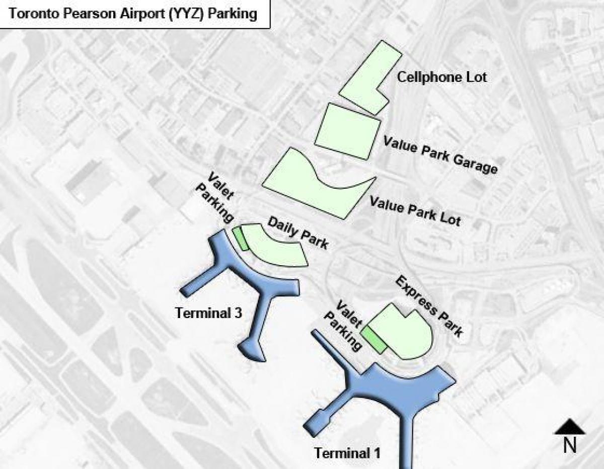 Карта на Торонто аеродром Пирсон паркинг