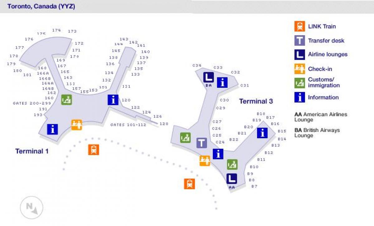 Карта на Торонто аеродром гејтс