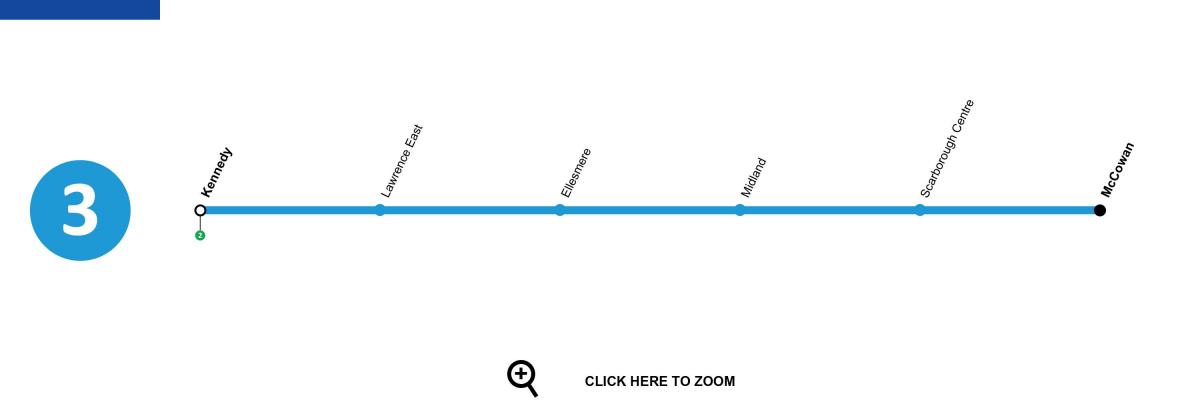 Карта на Торонто метрото линија 3 Scarborough RT