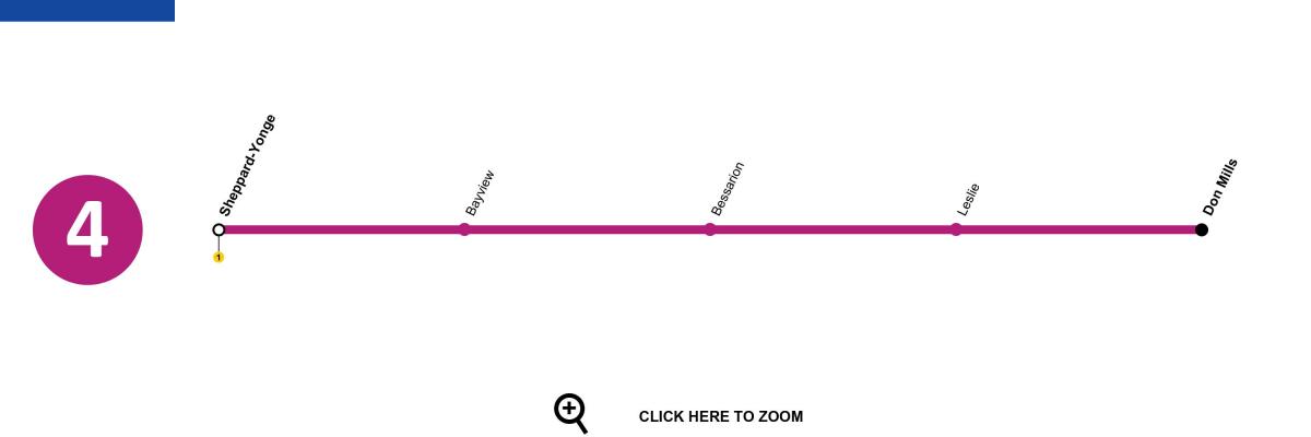 Карта на Торонто метрото линија 4 Sheppard