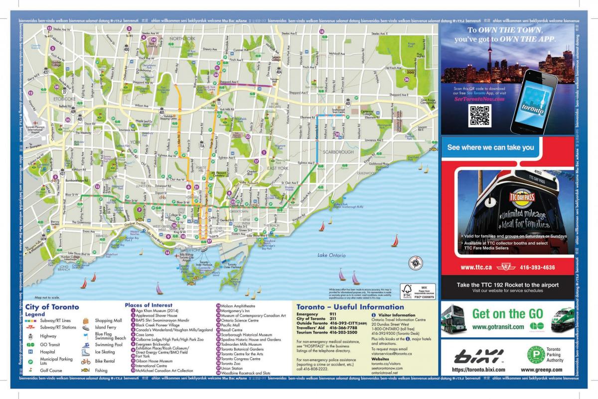 Мапа на туризмот Торонто