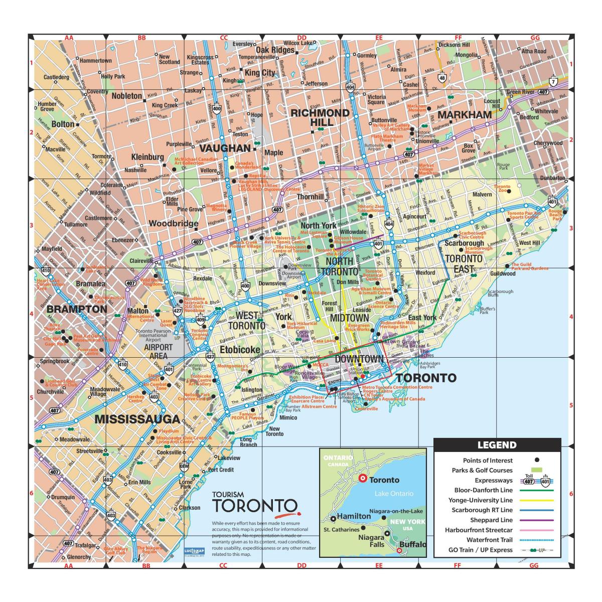 Мапа на Туристички Торонто