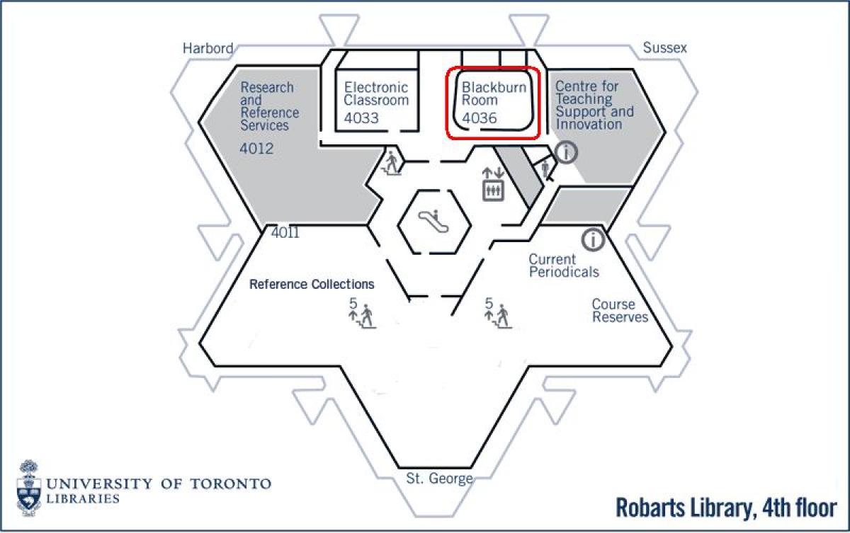 Карта на универзитетот на Торонто Robarts библиотека blackburn соба