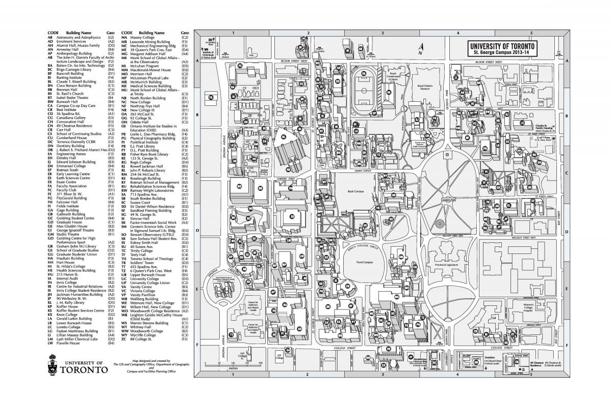 Карта на универзитетот на Торонто St Жорж кампус