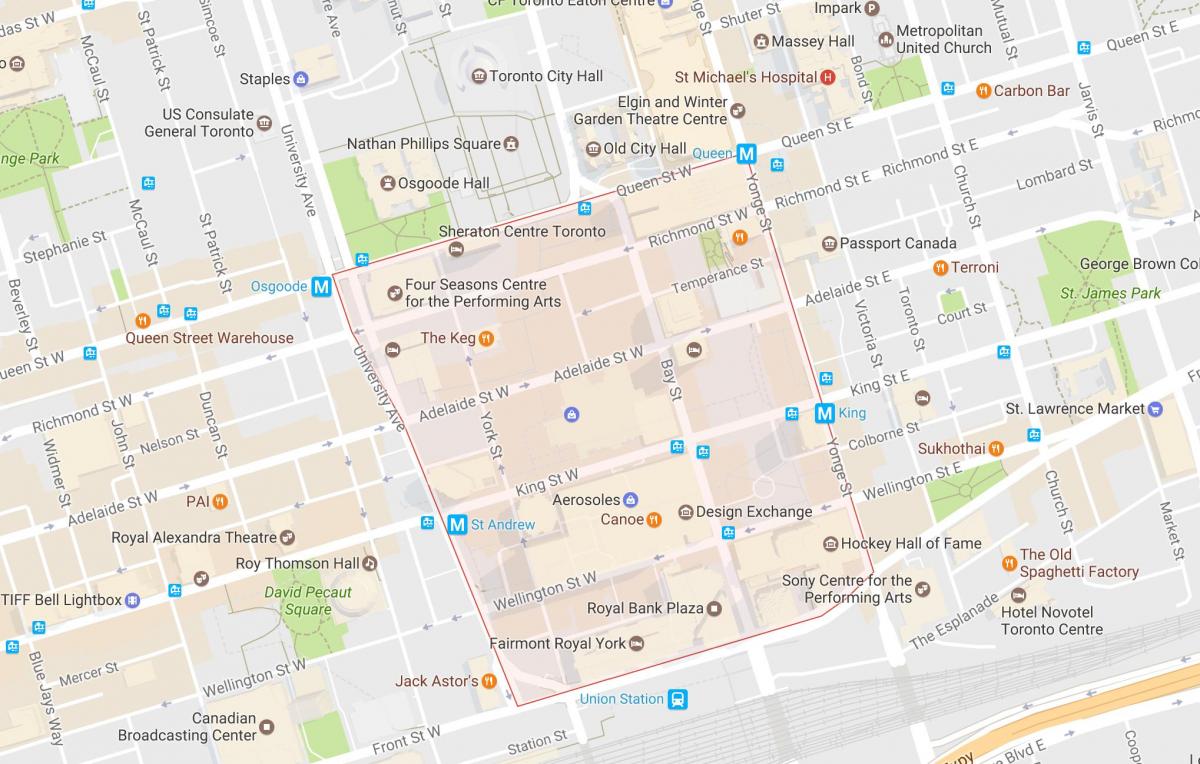 Карта на Финансиската Област соседство Торонто