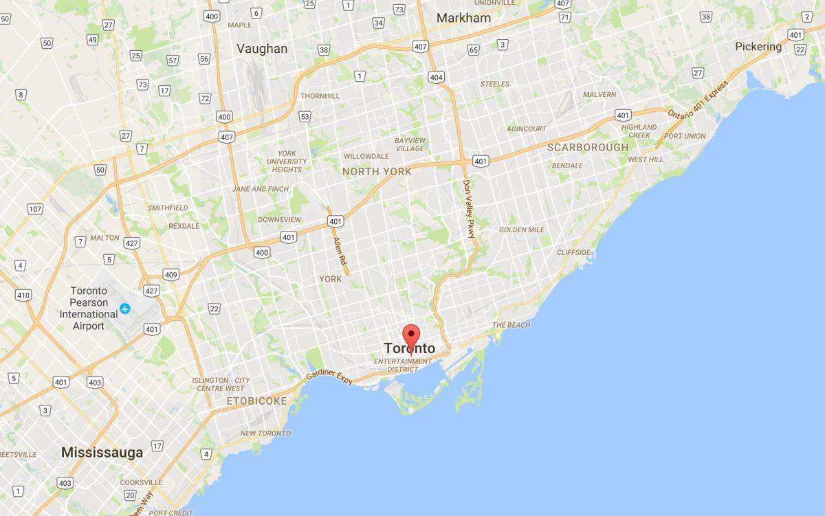 Карта на Финансиски Округ окружниот Торонто