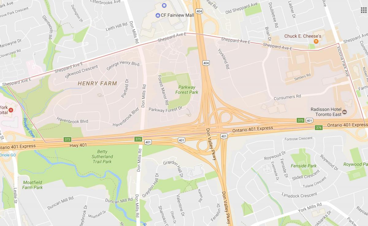 Карта на Хенри Фарма соседство Торонто