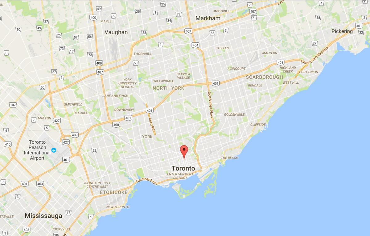 Карта на Црквата и Wellesley област Торонто