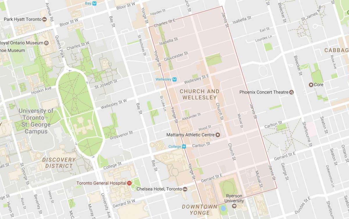 Карта на Црквата и Wellesley соседство Торонто