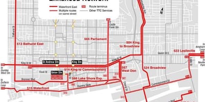 Карта на Водата Исток enhanced мрежа Торонто