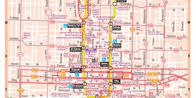 Карта на Метрото во центарот на градот Торонто