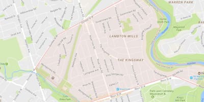 Карта на Kingsway соседство Торонто