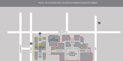 Карта на Првиот канадски место Торонто паркинг