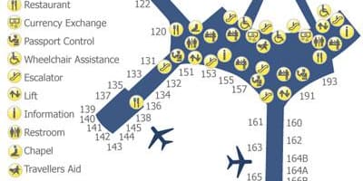 Карта на Торонто Пирсон аеродромот, терминал 1