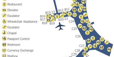 Карта на Торонто Пирсон аеродромски терминал 3