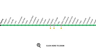Карта на Торонто метрото линија 2 Bloor-Danforth