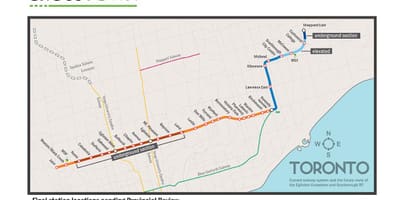 Карта на Торонто метрото линија 5 Eglinton