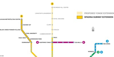Карта на Торонто метрото продолжување