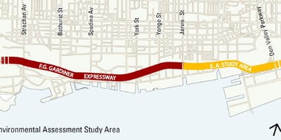 Карта на Торонто gardiner expressway