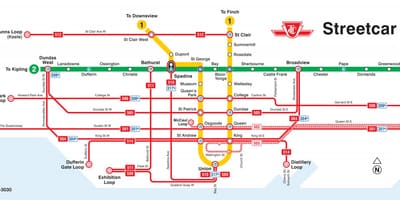 Карта на Торонто streetcar