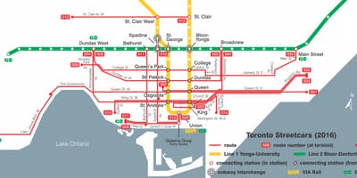 Карта на Торонто streetcar system