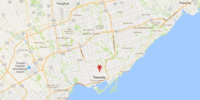 Карта на Црквата и Wellesley област Торонто