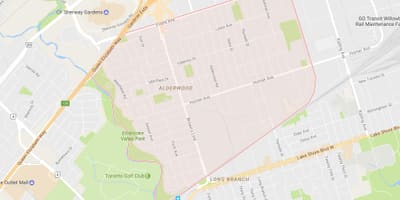 Карта на Alderwood Parkview соседство Торонто