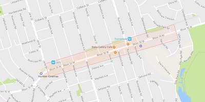 Карта на Bloor Запад Село соседство Торонто
