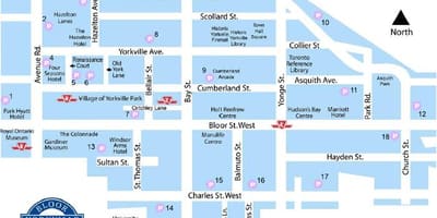 Карта на Bloor Yorkville метрото