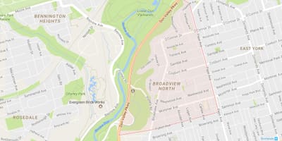 Карта на Broadview Северно соседство Торонто