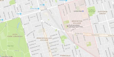 Карта на Brockton Село соседство Торонто