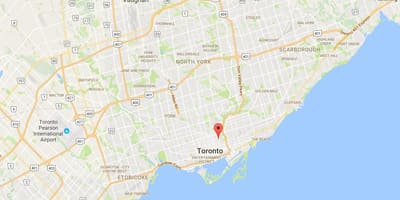 Карта на Cabbagetown област Торонто
