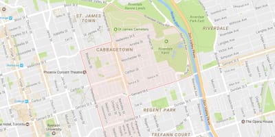 Карта на Cabbagetown соседство Торонто