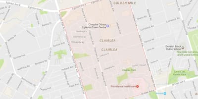 Карта на Clairlea соседство Торонто
